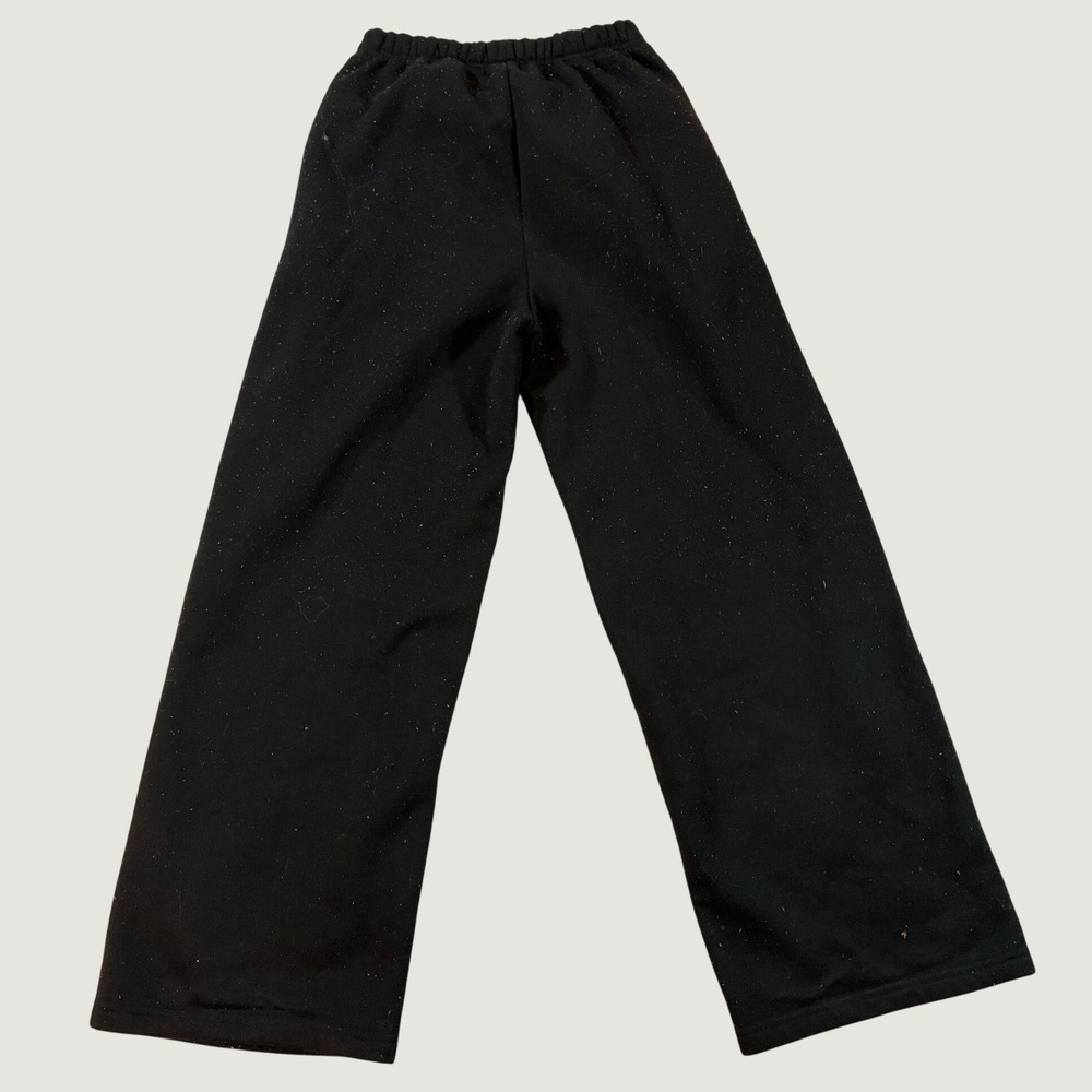 Shein Women's Large Wide Leg Sweatpants L Black Elastic Waist Fleece Trousers A3